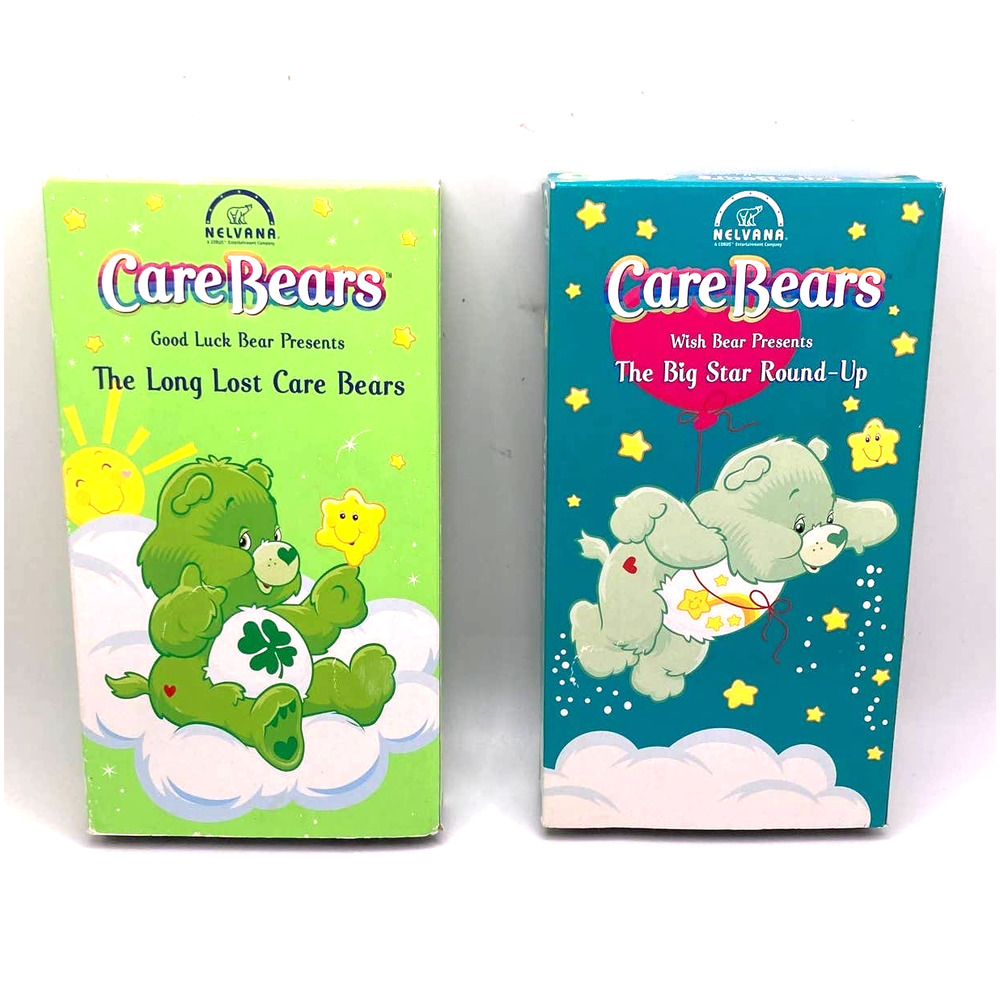 2 Used Care Bears VHS  - 1. The Long Lost Care Bears 2. The Big Star Round-Up